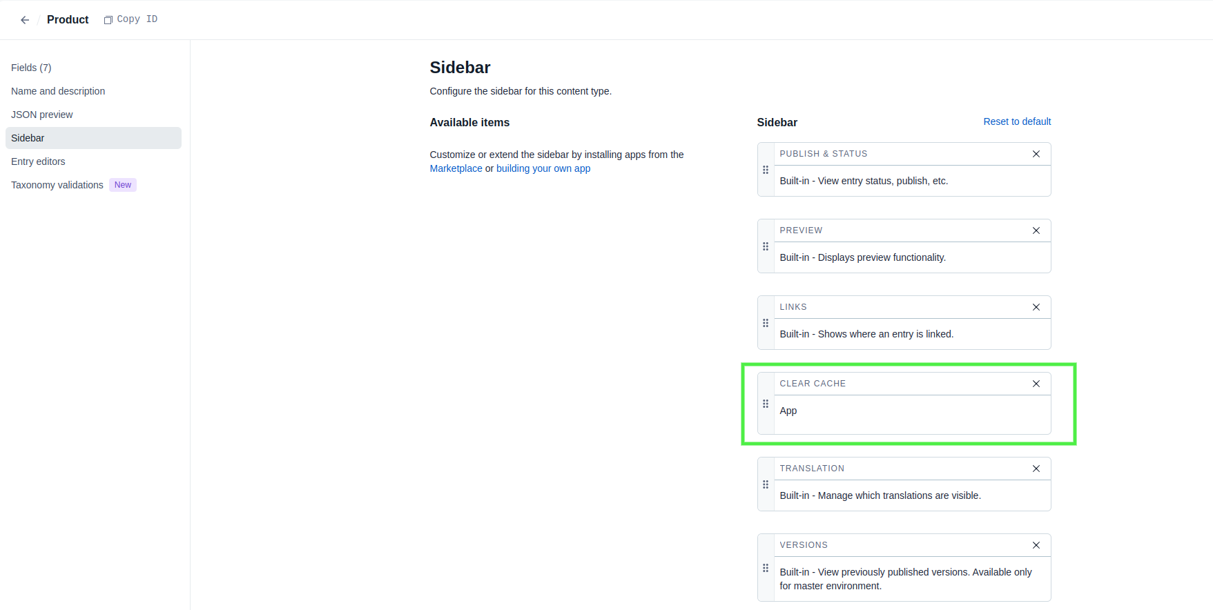 Ajout de l'app pour gestion du cache sur Contentful